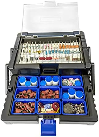 LINE10 Tools 500pc Rotary Tool Accessories Attachments Kit in Cantilever Storage Organizer Case Box Set