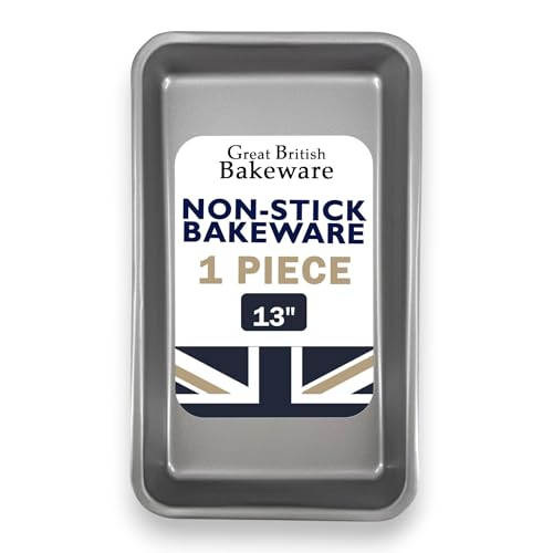 Great British Bakeware 34cm Superior Double Coated Non-Stick Roasting Tray, Oven Baking Tray, PFOA & BPA Free Cookware, Oven Safe Baking & Roasting Tin, Made in England