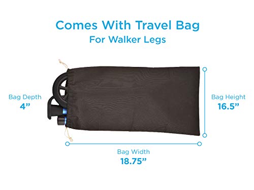 NOVA Medical Products Folding Walker with 5” Front Wheels, Glide Skis and Mobility Bag, Portable and Great for Travel, Blue