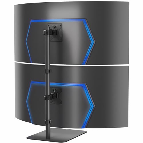 Image of VIVO Freestanding Dual Vertically Stacked Ultra-Wide Monitor Desk Stand, Extra Tall Heavy Duty Adjustable Mount for 2 Ultrawide Screens up to 45 inches, 25 lbs Per Screen Capacity, Black, STAND-V200L