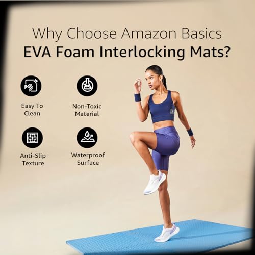 Image of Amazon Basics Interlocking Puzzle Exercise Mat | EVA Foam |Suitable for Floor Protection