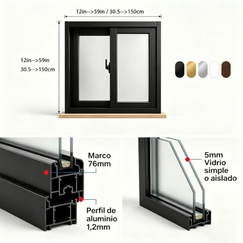 Ventanas correderas de aluminio transparente de 5mm para locales anexos 3