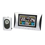 Weather Clock HD Color Screen, Indoor/Outdoor LCD Waterproof Thermo-Hygrometer Alarm Clock, Weather