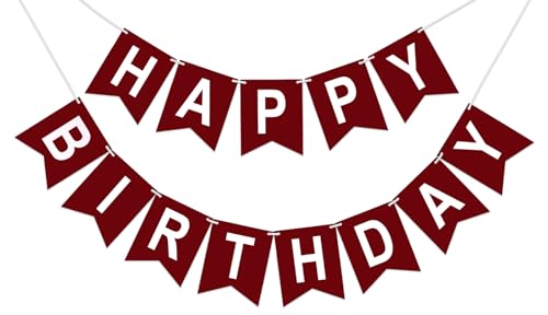 Image of Happy Birthday Banner Party Banner NO DIY Birthday Sign Burgundy