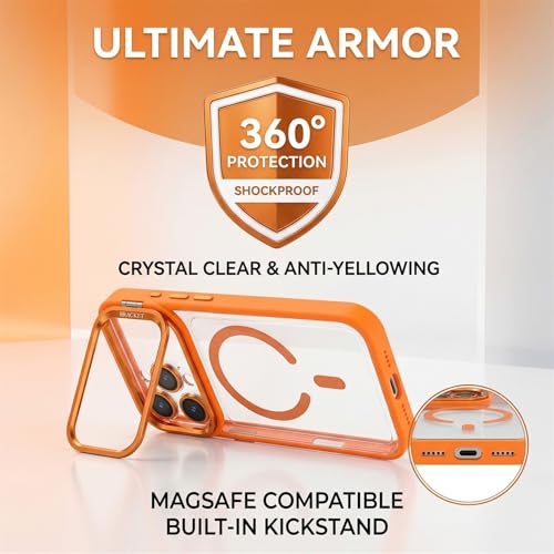 Coque iPhone 17 Pro Max MagSafe orange avec support caméra antichoc