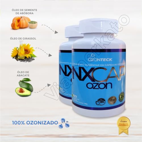 NXCAP Ozon, Suplemento Alimentar Ozonizado, Óleo de Girassol, Abacate e Semente de Abóboras, 60 Cáps