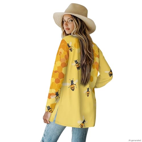 Image of Forchrinse Red Ladybug Cardigan for Women Causal Long Sleeve Open Front Cardigans Sweater Fashion 2024 Fall Coat with Pockets