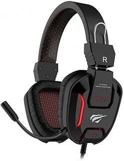 سماعات رأس - hv-h2168d - مضيئة باللون الأحمر مخصصة للألعاب للموبايل والكمبيوتر ومنصات الالعاب صون نقي جدا ، اسود ، سلكي ، فوق الأذن