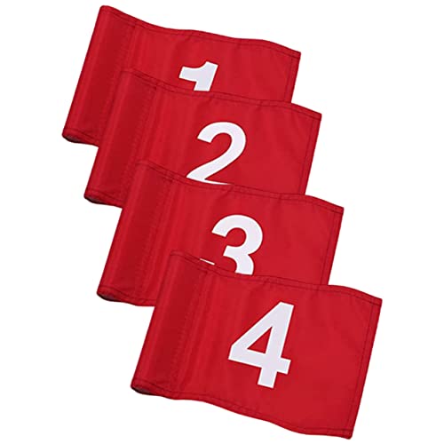 TOBBOMEY Outdoor Golf Flag and Pole Set 4pcs Golfing Court Flags Practical Design for Golf Practice and Game