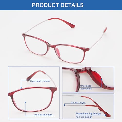 Image of Baomain 2-Pack Anti-Reflective Reading Glasses - Lightweight Anti-Glare Computer Readers for Men /Women