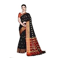 COTTON SHOPY Women’s Banarasi Silk & Cotton Saree With Blouse Piece