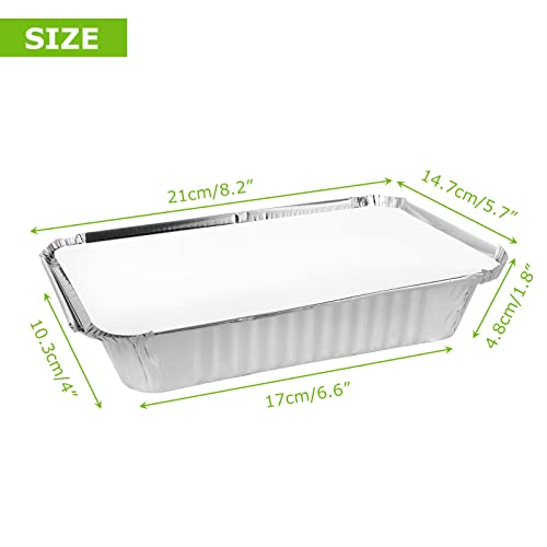 50 Packs Aluminum Foil Pans With Lids 8 X 6 Inch Disposable Foil Pans, 2.25Lb Capacity Foil Food Containers With Lids,Disposable Cookware Tin Pans For Baking, Cooking, Heating And Takeout(8"X 6"X2") #TOP1