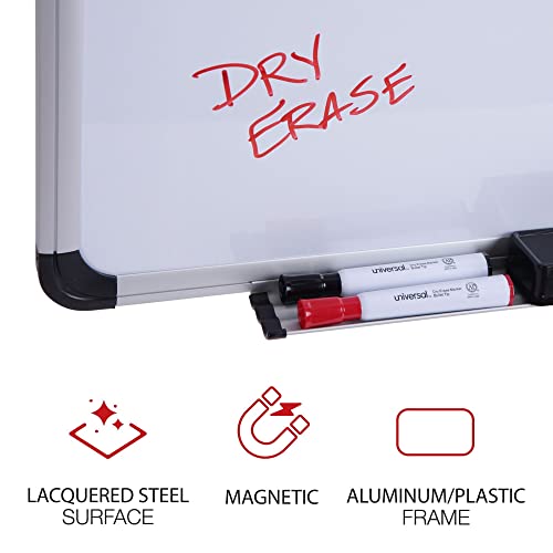 Universal 43733 Magnetic Steel Dry Erase Board, 36 X 24, White, Aluminum Frame #TOP2