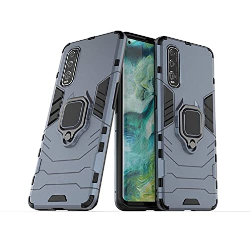 Glaslux Armor Shockproof Soft TPU and Hard PC Back Cover Case with Ring Holder for Oppo Find X2 Pro - Armor Grey