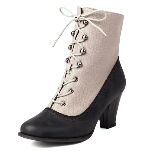 Bottes motard pour femme avec lacets style military et talon bloc stable