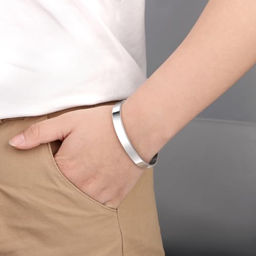 JoycuFF Memorial Gifts for Loss of Mom Dad in Memory of Jewelry Sympathy Bracelet Bereavement Cuff Secret Message Engraved Grief Gifts for Women2