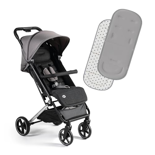 MS Silla de Paseo Keo y Colchoneta Reversible Transpirable y Super acolchada - Silla De Paseo Bebé, Ultraligera y Compacta con ruedas GRANDES - Hasta 22 Kg, Capota Extensible y plegado tipo libro