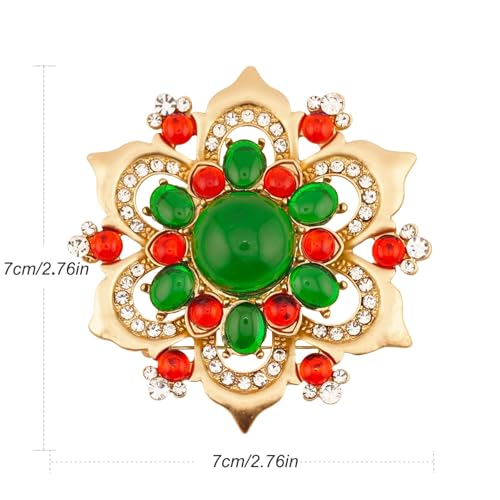 Image of Sriomu Vintage Women's Austrian Crystal Elegant Flower Brooch Party Wedding Broach Pin Red Green Gold Silver