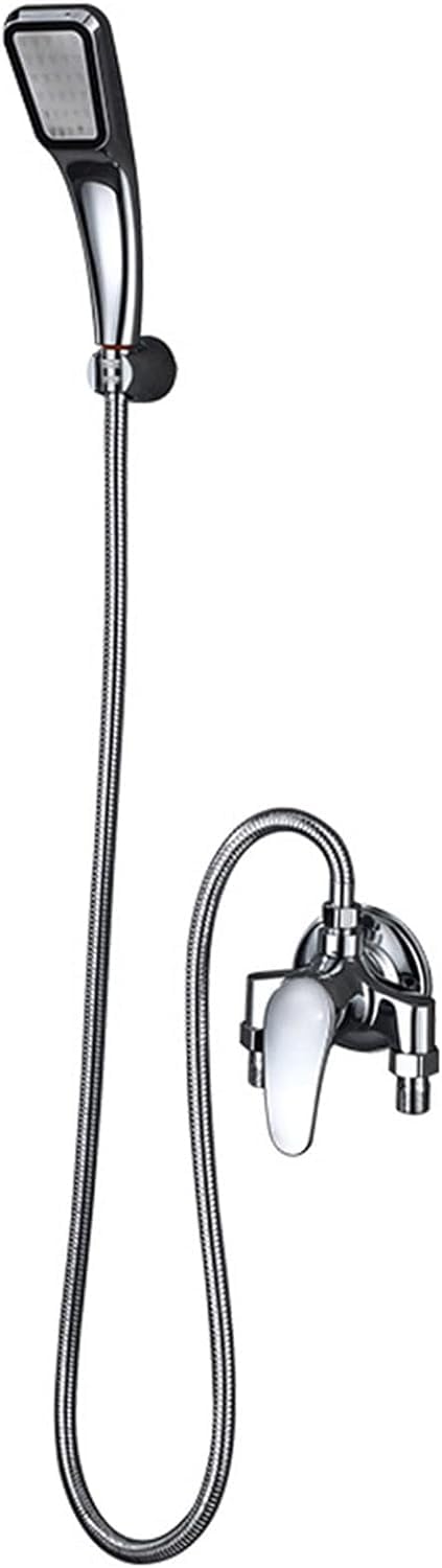 Système de douche fini chrome brillant avec pommeau et bras d'extension