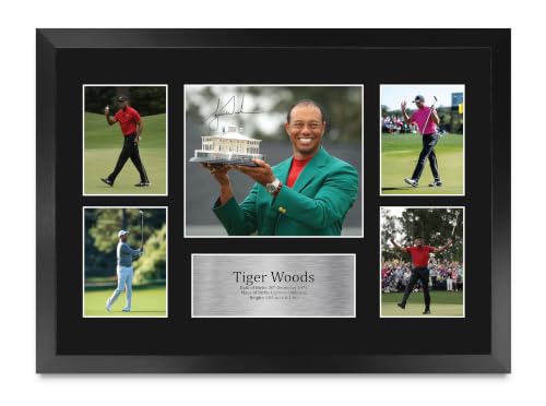 Cuadro de golf Tiger Woods réplica firma marco A3 sin reflejos