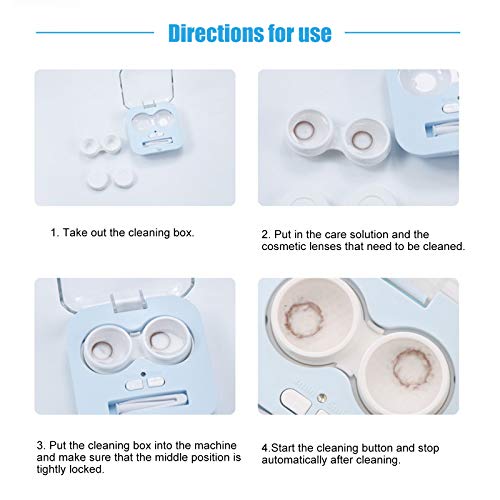 Portable Contact Lens Cleaner,Automatic Cleaning Machine with USB Charging Cable and Independent Cleaning Box,Faster Cleaning for Contact Lens. (White)