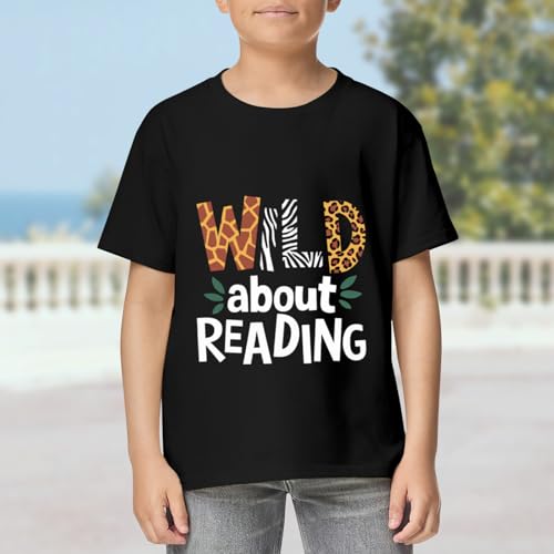 Wild About Reading Library Day Reading Books and Bookworm T Shirt Kids for 4-13 Years Old Children2