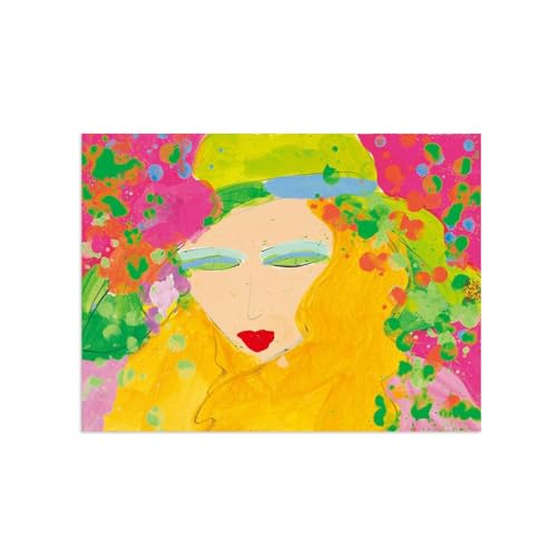 Peinture sur toile Walasse Ting Dame aux fleurs, reproduction d'art haute définition 60x84