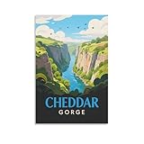 FJIWECWSQ Cheddar Gorge Vintage-Reiseposter, 40 x 60 cm, Leinwand, Wandkunst, Gemäldedrucke