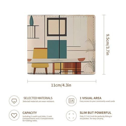 Wallet for Men Credit Card Holder Mid Century Modern Slim Leather Wallet for Women Men's Wallet3