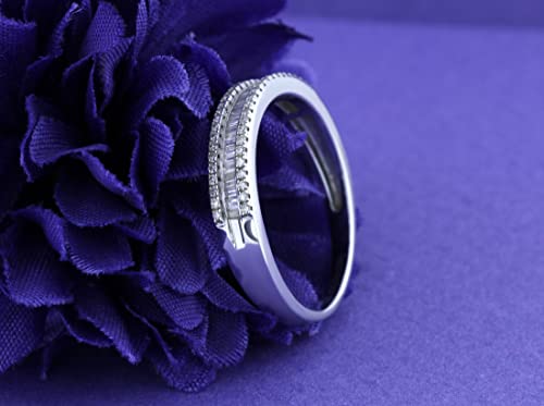 Dazzlingrock Collection 0.30 Cttw 14K Solid Gold Round & Baguette Diamond Womens Anniversary Wedding Band 1/4