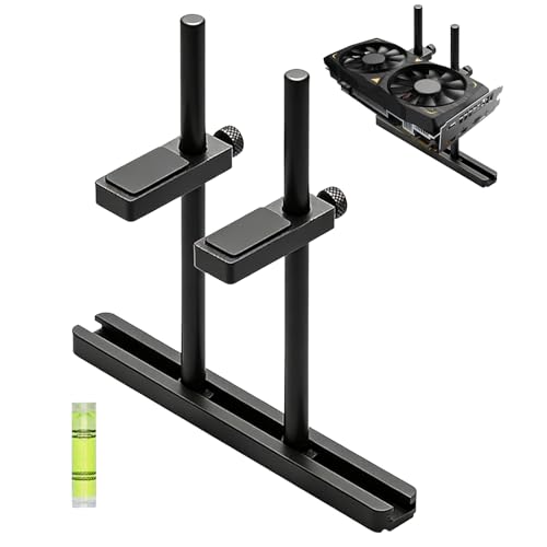 Supporto GPU con livello: supporto per schede grafiche regolabili in altezza, due barre di supporto, impedisce GPU Droop, supporto per schede grafiche per componenti computer, alluminio (128