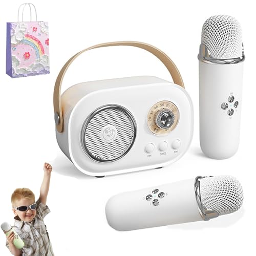 Karaoke Machine For Kids, Mini Karaoke Machine With 2 Wireless Microphones, Kids Karaoke Machine For Girls, C20 Mini Karaoke Machine, Retro Speaker Se