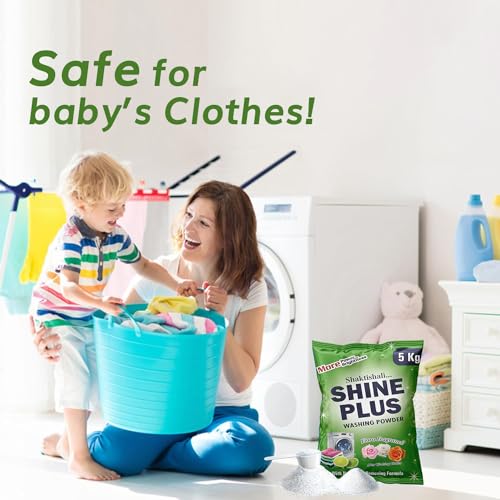 Image of Shine Plus Detergent Powder 10kg, Washing Powder With Lemon & Bleach To Remove Tough Stains on Clothes & Dissolves Easily | Suitable for all Washing Machines & Bucket Wash,(2 X 5Kg)