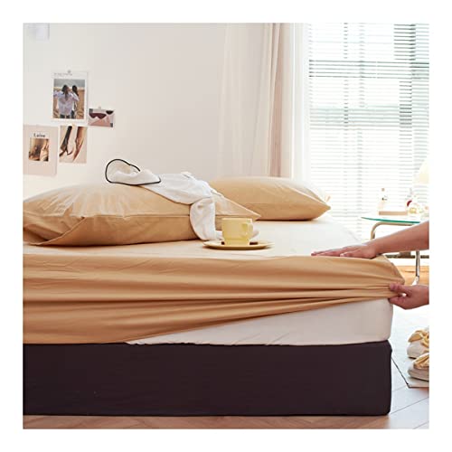 OBONG Sábana Bajera Ajustable Elástica 100% Algodón No Hace Bolas Cómoda Fundas Protectoras hasta 30cm De Colchons Antiarrugas Fácil NoPlanchado Sábanas (Color : Orange, Size : 150x200cm+28cm)