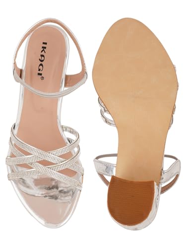 Image of IKAGI Women's Fashion Sandals | Faux Leather Comfortable and Stylish Heel | For Wedding Occasion| For Women & Girls