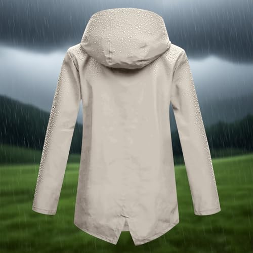 Veste de pluie longue imperméable à capuche avec fermeture éclair - 4