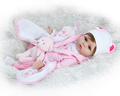 Pinky Reborn Muñecas 22 Pulgadas 55cm Muñecas Reborn Realistas Muñecas de Silicona Suave Bebe Reborn Muñecas Mejor Simulación Juguetes para Niños Regalos de Cumpleaños