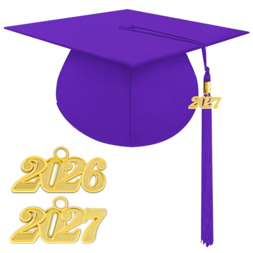 Herrenbek Matte Adult Graduation Cap with 2026 Tassel Unisex Adjustable Graduation Cap