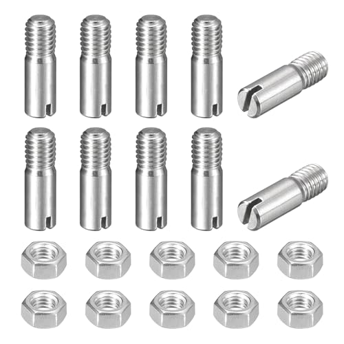 sourcing map 10 perni cilindrici con intaglio, M5 x 16 mm, in acciaio inox 304, con filettatura esterna, viti con scanalatura con dado per installazione di mobili e armadi (GB878)