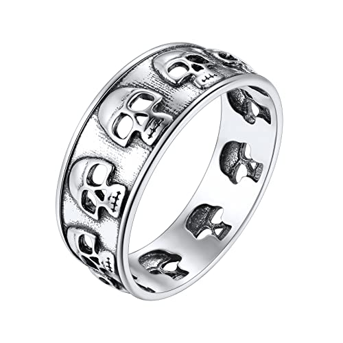Bague gothique homme têtes de mort en argent 925 SILVERCUTE taille 67
