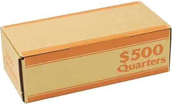 CONTROLTEK 500 OF QUARTERS COIN BOX, 1-COMPARTMENT, KRAFT/ORANGE, 50/PACK 560062