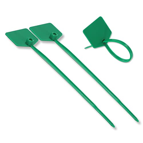 Image of Waterproof Shipping Tags - Self Locking Nylon Writable Marker Ties for Luggage Identification, Plastic Straps Label Mark, Seal Zip Tie for Labeling - 100pcs (Green)
