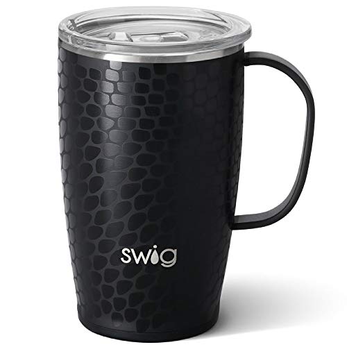 Swig Life 18oz Triple Insulated Travel Mug with Handle and Lid Dishwasher Safe Double Wall and Vacuum Sealed Stainless Steel Coffee Mug in Dragon Glass Print Multiple Patterns Available