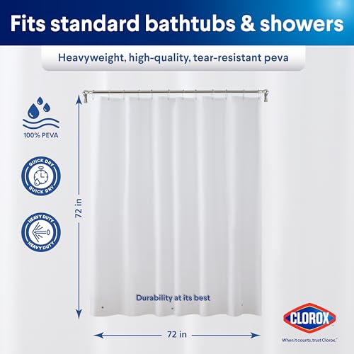Doublure de rideau de douche légère Clorox 182x182 cm imperméable - 3