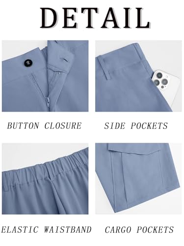 Runcati Mens 9" Golf Shorts Quick Dry Stretch Lightweight Elastic Waist Work Hiking Summer Dress Shorts with 4 Pockets Blue — view 5