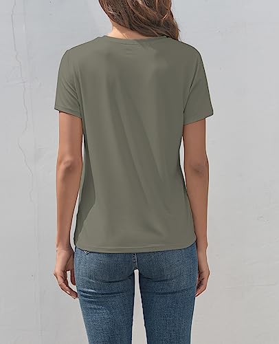 Image of KevaMolly Basic T Shirts for Women UPF 50+ Short Sleeve Casual Summer Tops Trendy Solid Loose Fit Crew Neck Tees Tshirt