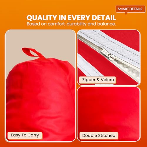 Image of Sattva Classic 4XL Bean Bag Chair with Beans Filled | Faux Leather Sofa Style Bin Bags Chair with Beans Filling | Comfort Beam Bag Sofa for Adults & Teens, Living Room & Office - Red