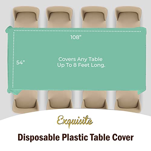 Image of Party Solids Mint Rectangular Plastic Tablecloth - 54x108 Inch, Pack of 24