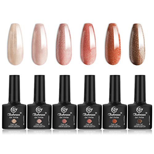Tubran Gel Nail Polish Set 6 Colors, Soak Off UV LED Gel Polish Kit 8ml (Japanese-Style Highlight Series）