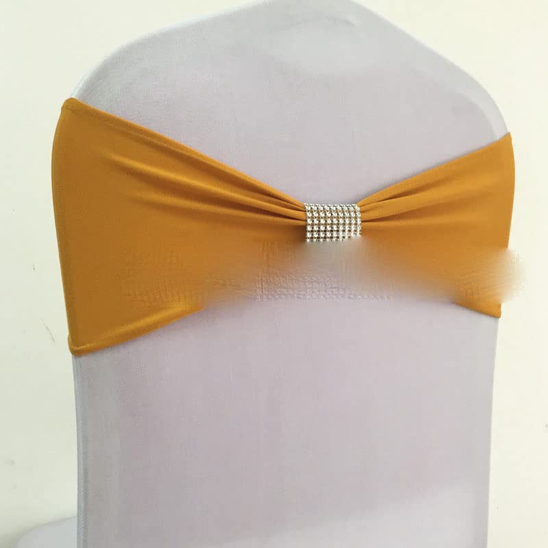 10pcs/50pcs Spandex Elastico Fascia per Sedia Fiocchi con Fibbia di Diamante Decorazione Evento per Feste in Hotel Elastico Fascia per Sedia da Sposa Cravatta-Avorio,10 pezzi